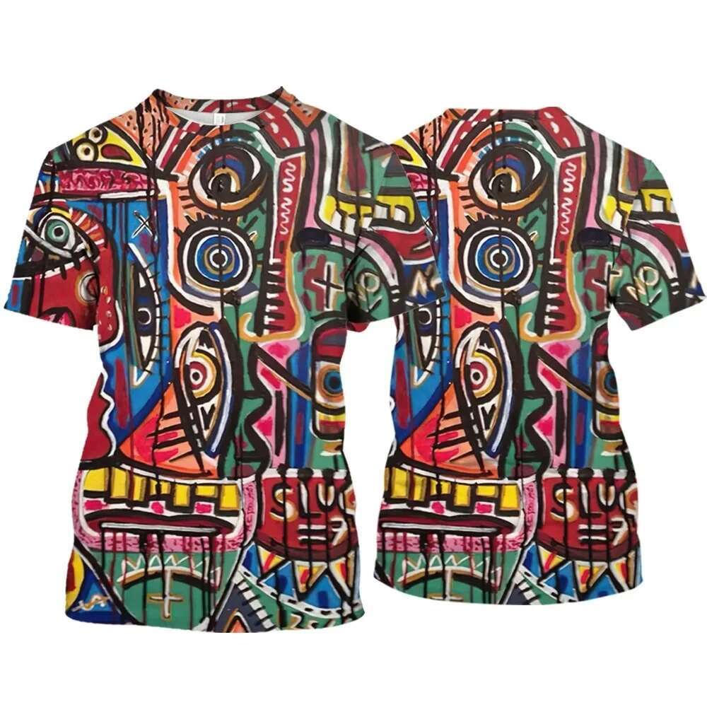 New 3D Graffiti Hip Hop Haruku Ptinted Men T-shirts Summer Fashion Casual Street Style Tee Trend Personality Short Sleeve Tops