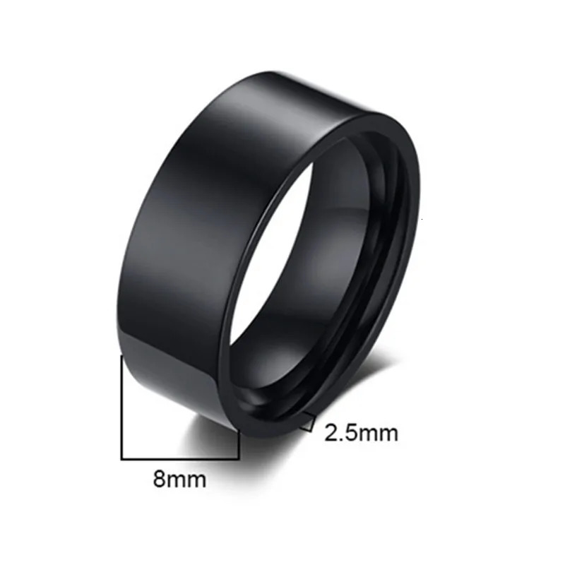 QianBei 8mm Classic Wide Chunky Ring for Men Gold Color Silver Color Black Stainless Steel Male Ring Alliance Wedding Jewelry 251031
