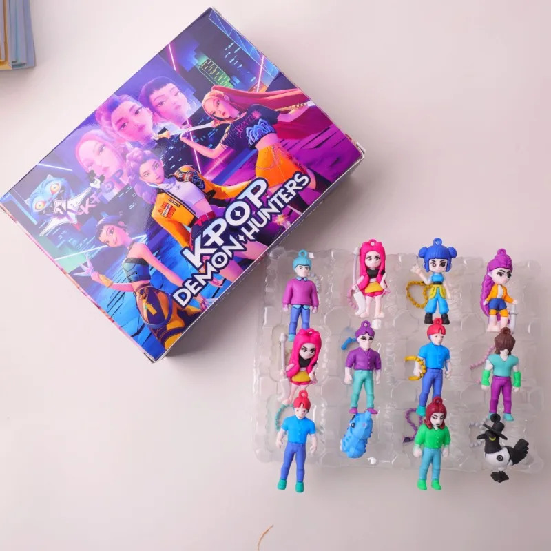 12/24pcs/Set Kpop Demon Hunters Keychain Pendant Derpys Tiger Rumi Mira Zoey Sussy Figurine Doll Fans Surprise Gift Blind Box 251104