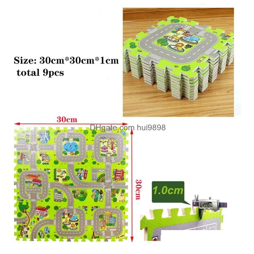 Baby Rugs Playmats Play Mat 9Pcslot Kids Carpet Playmat Children Rug Soft Floor Toys Road Traffic Home Decor Eva Foam Puzzles 24041 Dhcwv S25414