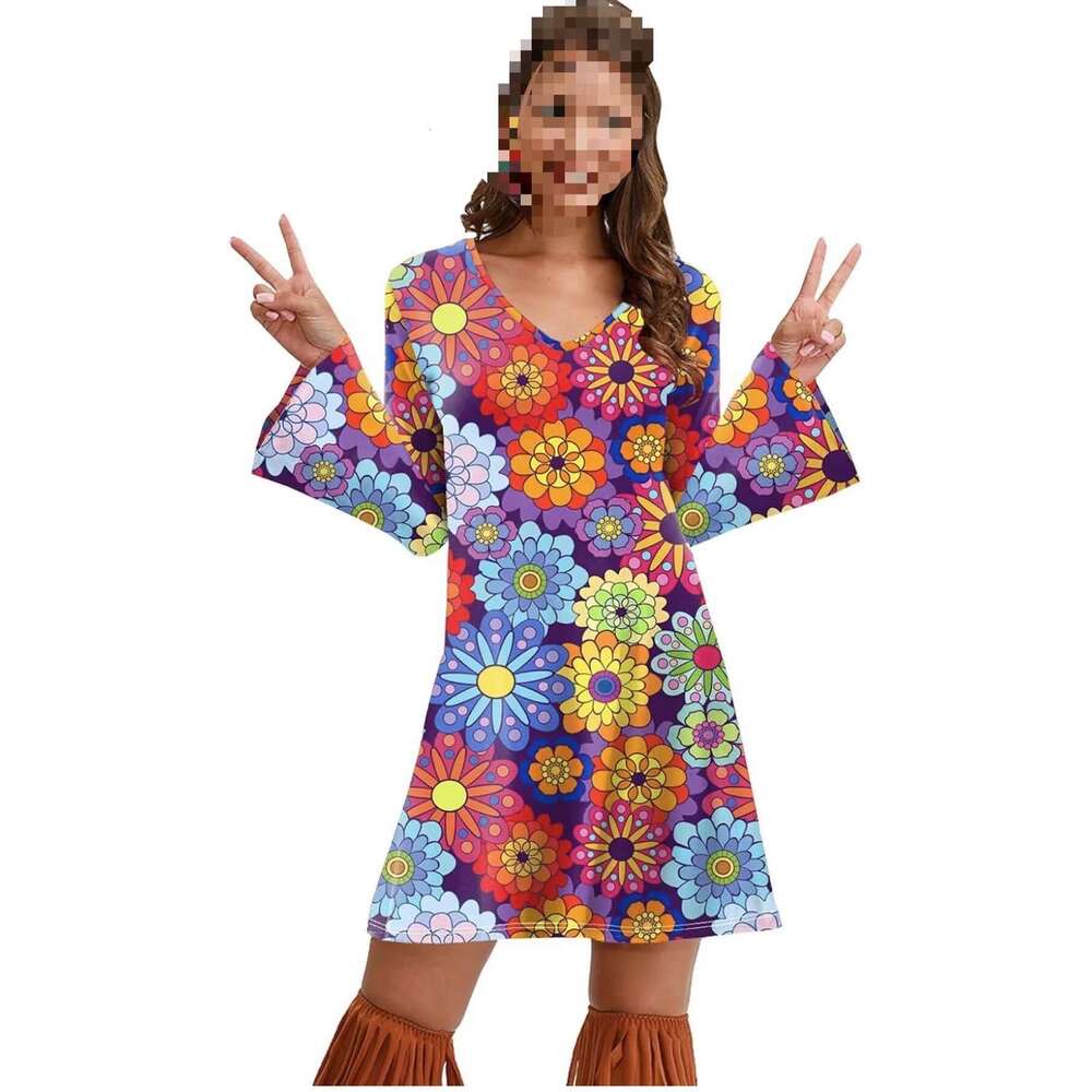 70s hippie disco dress Halloween costume 2025 temperament versatile new trend clothing ins