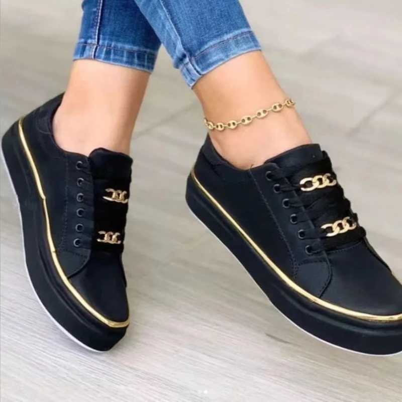 Womens vulcanized shoes large-sized platform sports shoes womens leather lace non slip casual womens sports shoes Z250403
