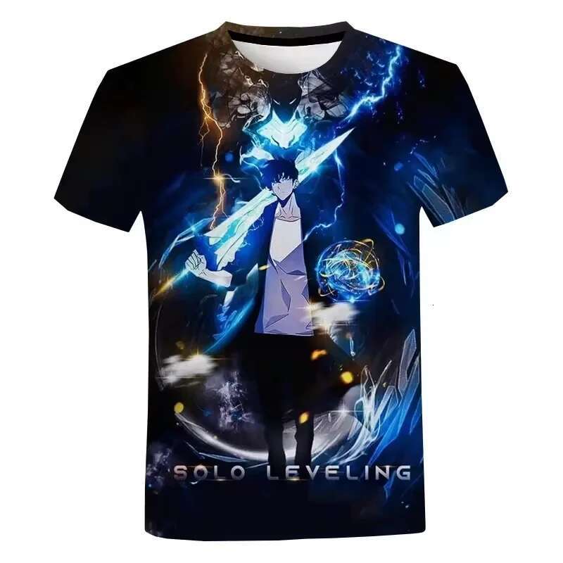 Summer Solo Level anime 3D printed T-shirt street fashion oversized short sleeved casual round neck men's top