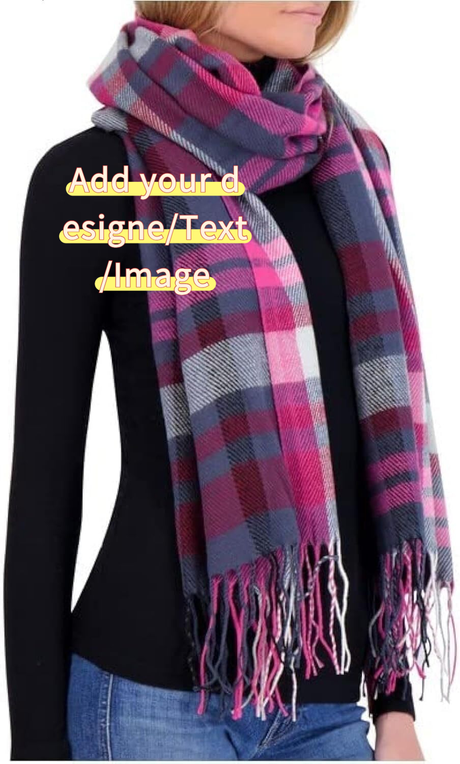 Custom Cashmere Feel Winter Warm Long Oversized Ladies Scarf for Cold Weather Christmas gifts