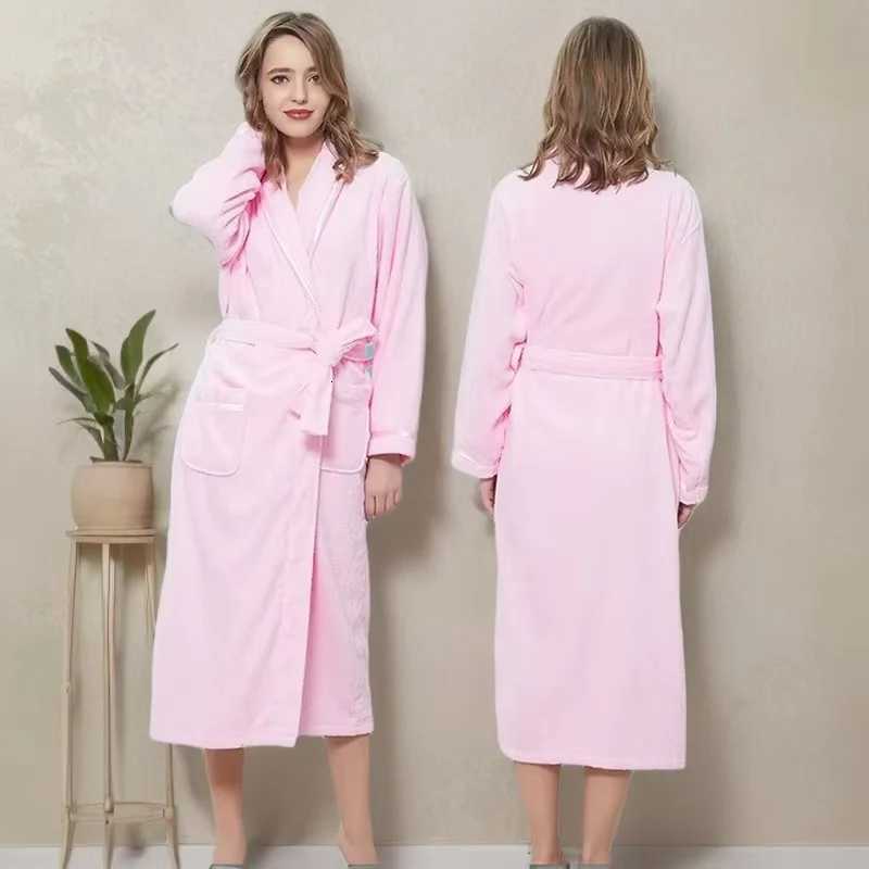 Winter Men Bathrobe Cotton Couples Pajamas Robe Lovers Sleepwear Towel Fleece Long Thincking Home Hotel Winter White Blue C251104