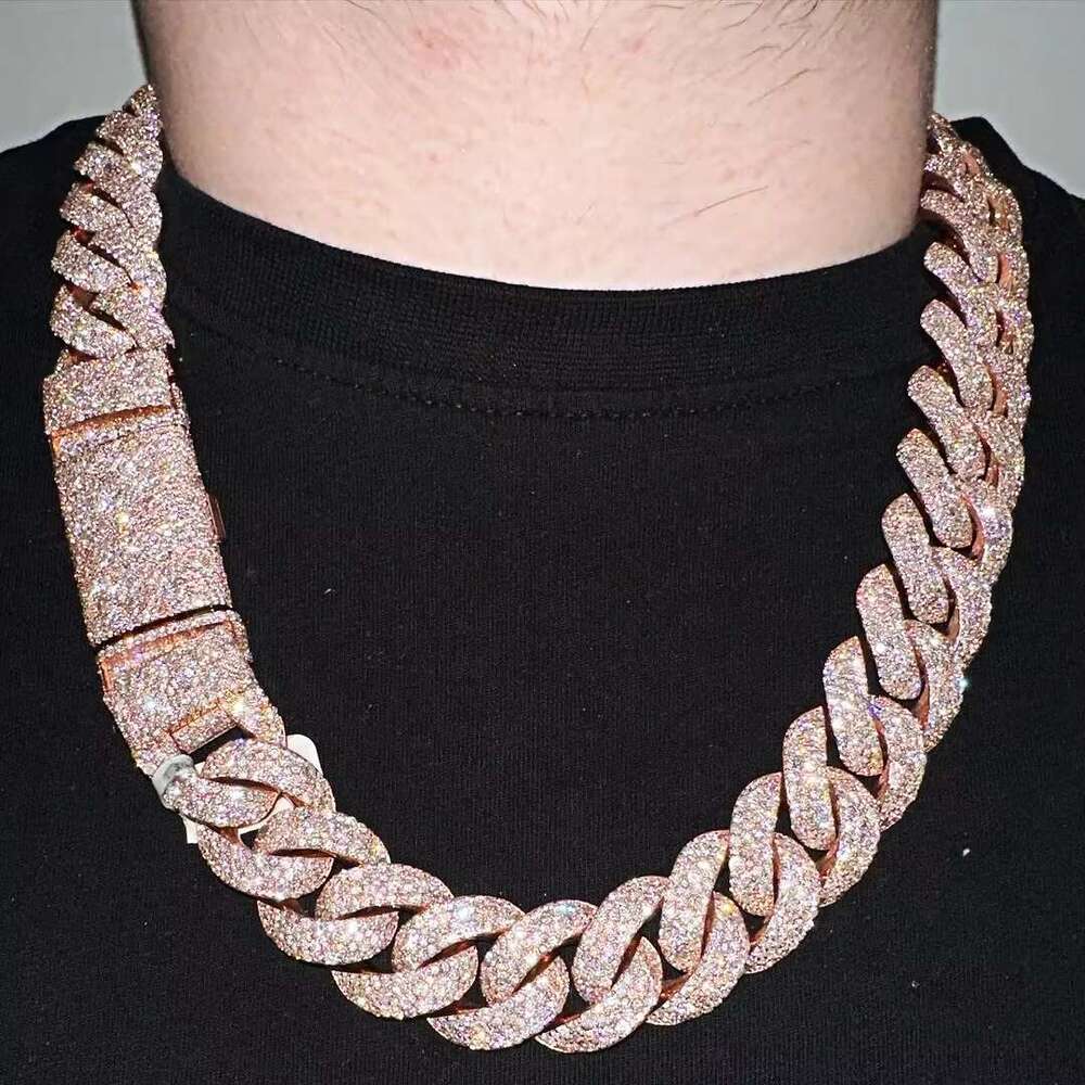 High Quality 16mm 18mm 20mm k Sier D Grade VVS Moissanite Cuban Chain