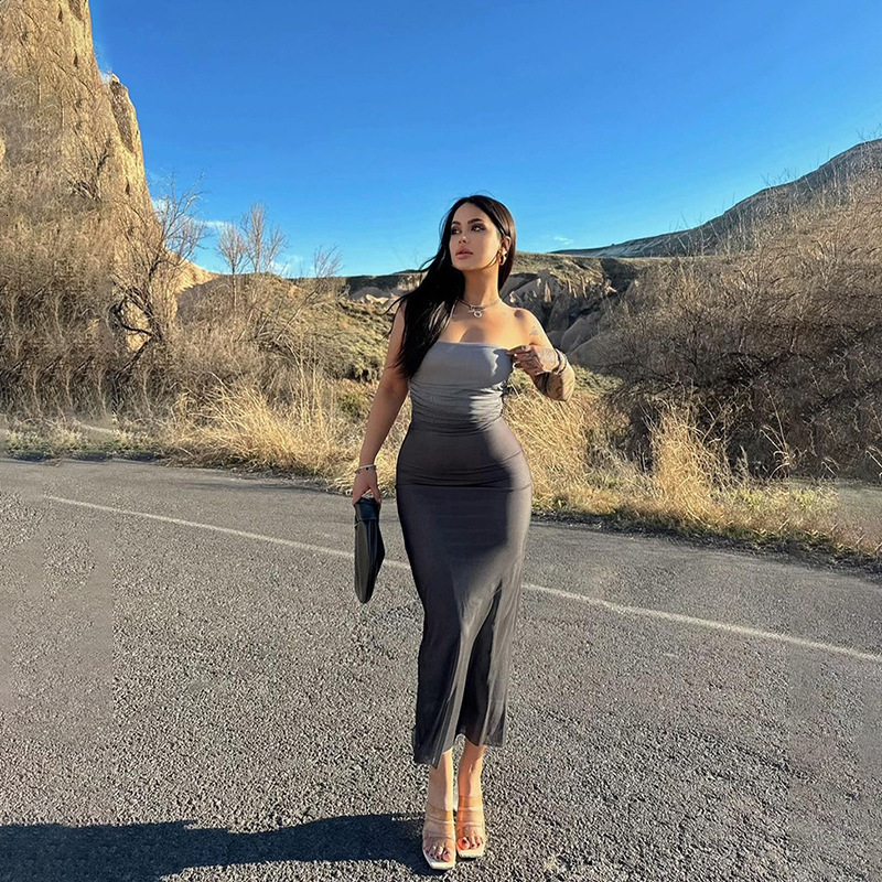 2025 womens fashionable and sexy strapless long dress for women