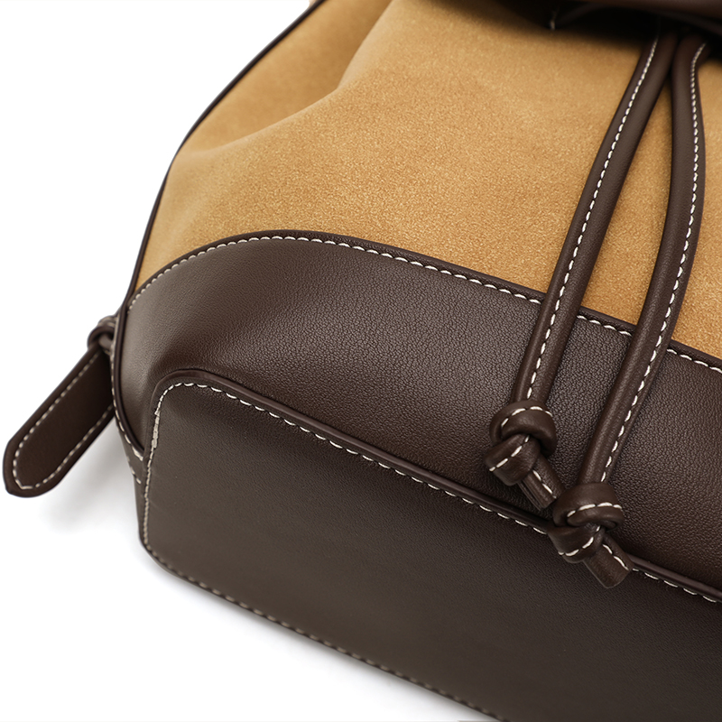 Sewafox Women's Backpack Casual Leather Backpack Waterproof Small Backpack Truffle Color Paired With Milk Tea Color