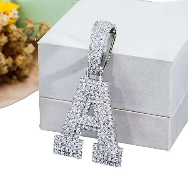 Letters A-S melee MossaniteHipHop men and women rapper S sier letter HipHop Moissanite pendant