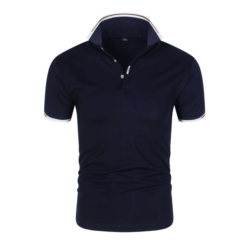 solid color men's polo shirt, plus size light plate stand up collar t-shirt, European and American loose short sleeved trend, 2025 temperament ve