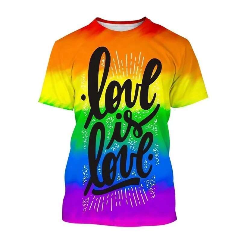 New LGBT Rainbow Flag 3D Print T-shirt Men Women Personality Fashion Gay Cool Round Neck Street Short Sleeve Tops Summer Tees