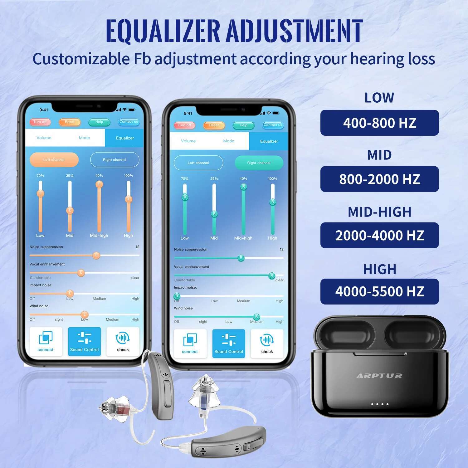 Bluetooth Hearing Aids for Seniors Rechargeable with Noise Cancelg APP Control Self-Fitting Wireless Music Stream Hand-free