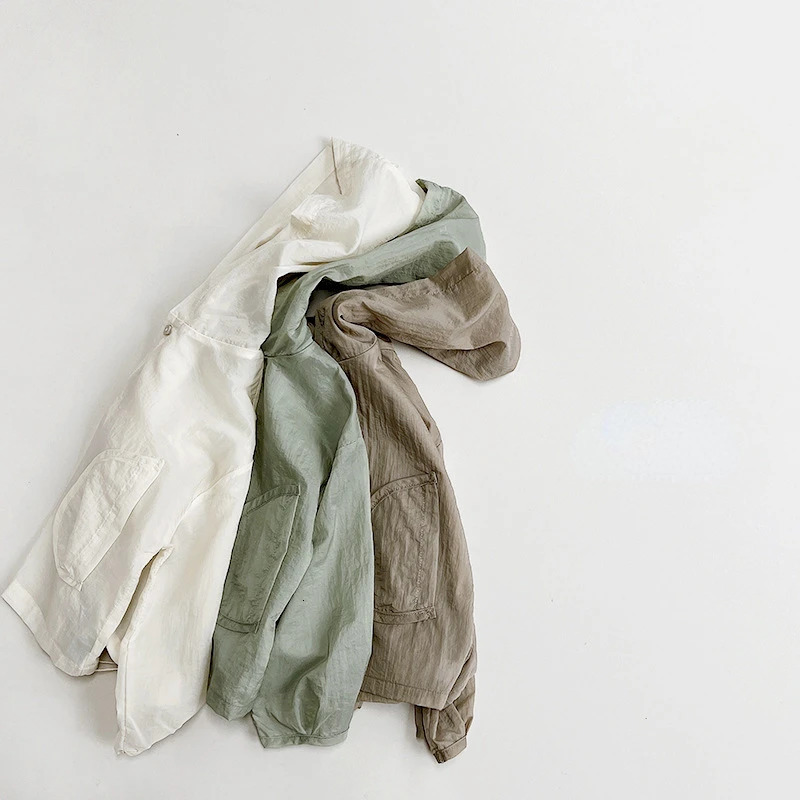 Summer Air Conditioning Shirt for Boys Lightweight Breathable Sunscreen Clothing Girls Retro Jacket Casual Childrens 250325z