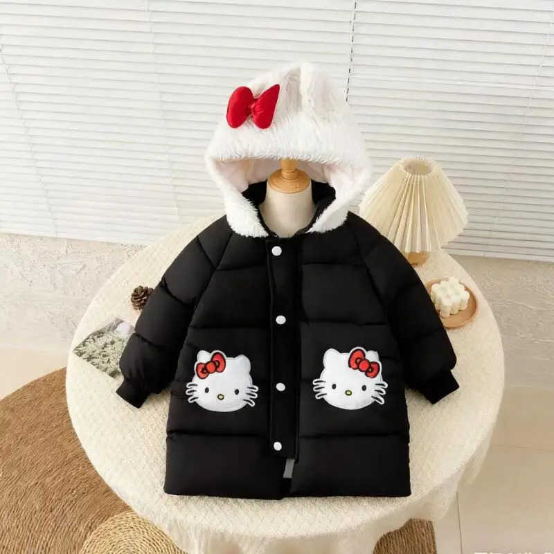 Sanrio Halloween Hello Kitty Girls Cotton Clothe Winter Thick Cartoon Anime Fashion Coat Childrens Warm Outerwear Comfort Tops H251104