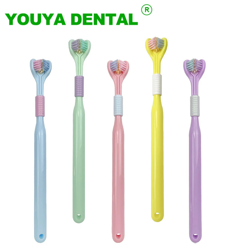 Adult toothbrush with three sided soft bristle teeth whitening brush 360 ° cleaning oral care 250325