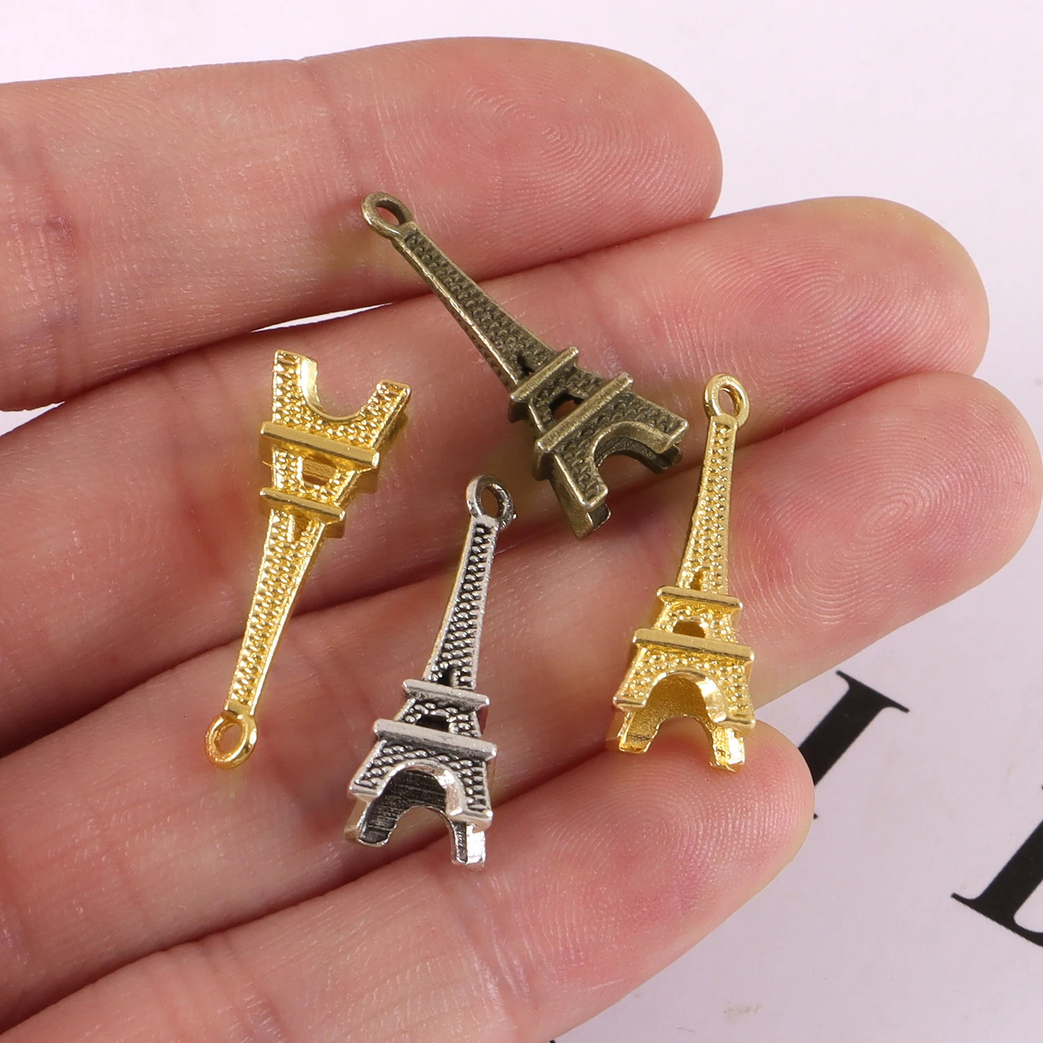15 Diy Jewelry Accessories Pendants Zinc Alloy Small Tower Necklace Earrings Geometric Patterns Charm Eiffel 250325