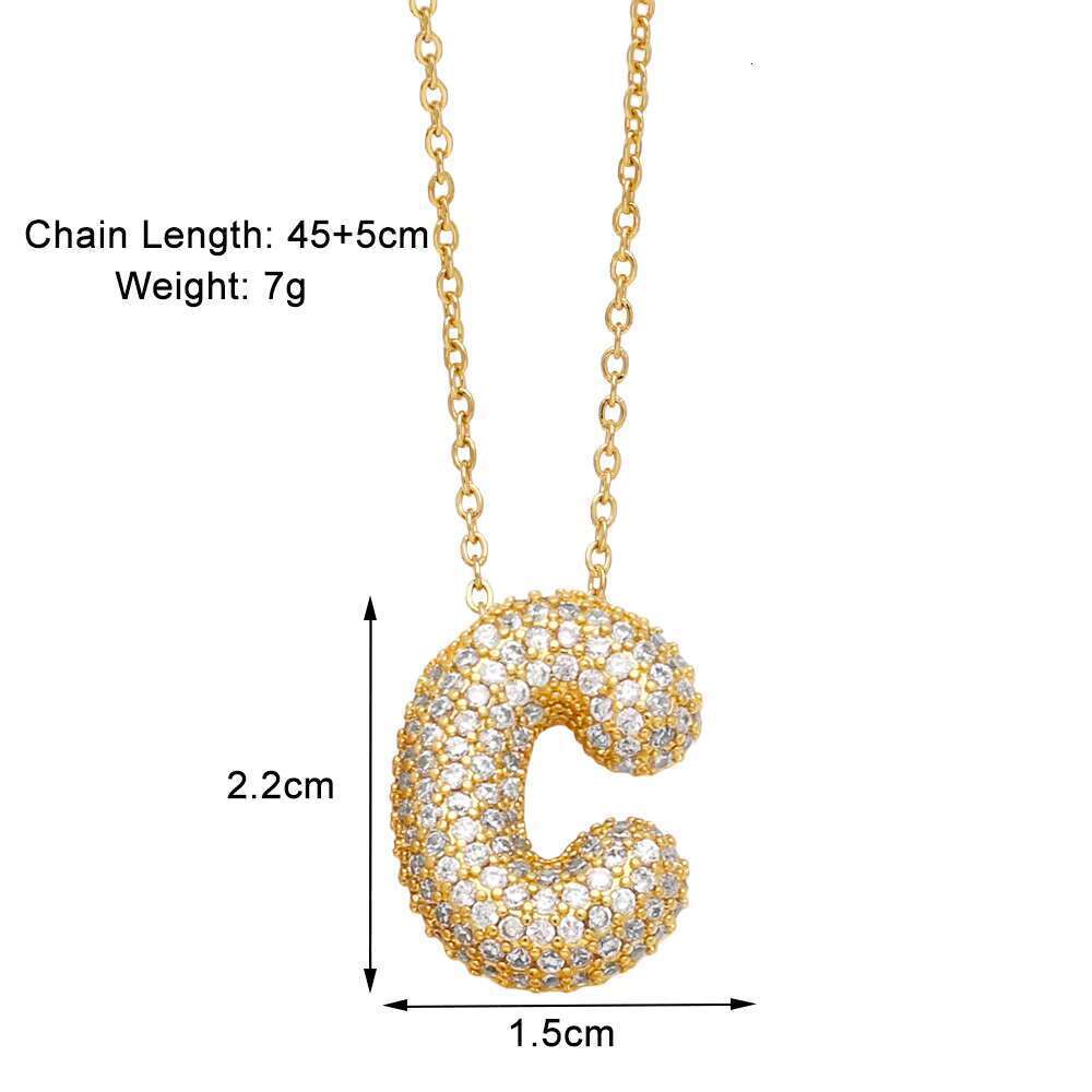 Balloon A-Z Name Initial Letter Iced VVS Moissanite Pendant Hip Hop Straight Pull Fashion Women's Jewelry Necklace
