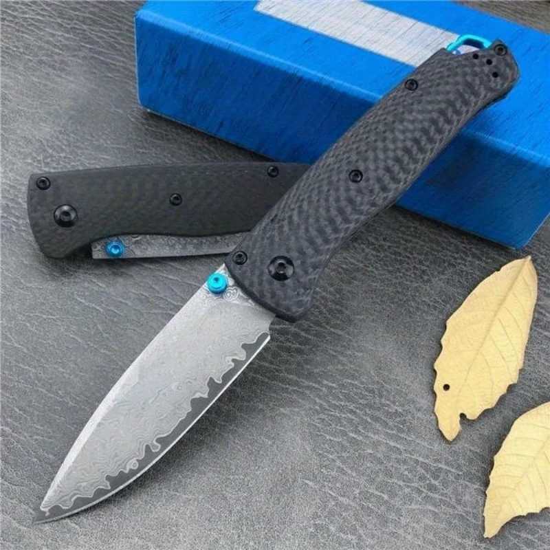 BM535 Pocket Folding Knife Damascus Steel Blade Carbon Fiber Handle Camping Durable Outdoor Hunting Self Defense KnifeT250402