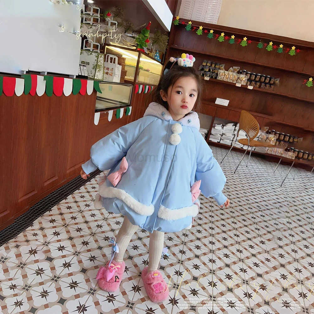 Sanrio Cinnamoroll Lolita Anime Blue Down Jackets Cartoon Girl Kids Fashion Kawaii Winter Sanrios Birthday Party Role Play Cute Jacket H251104