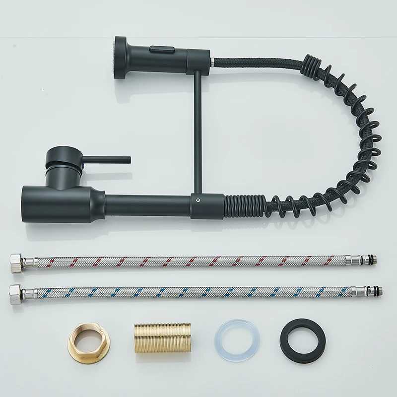 Pl Down Kitchen Faucet Sing Handle Hot Cold Water Mixer Tap 360 Swivel Dual Function Nozzle Kitchen Sink Tap Crane Y251104