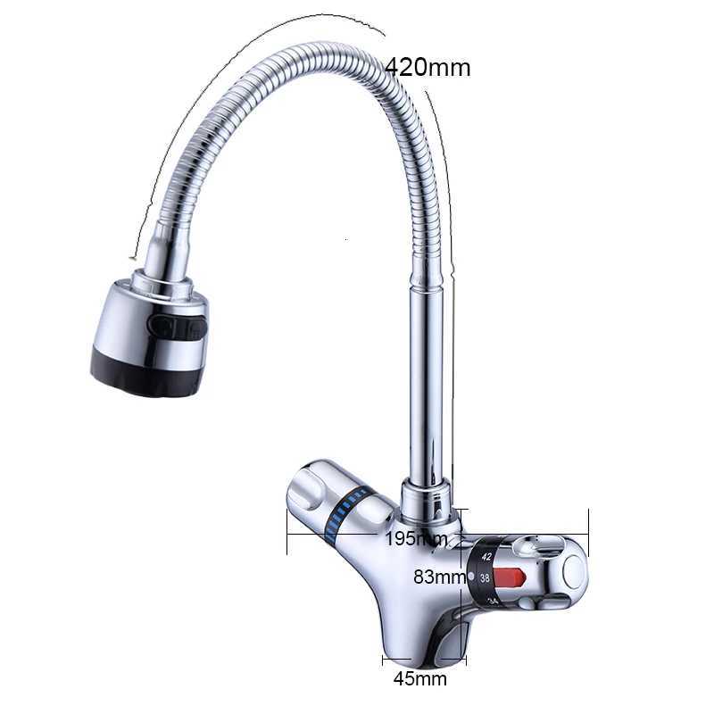Solid Brass Chre Finish Kitchen Mixer Tap Thermostatic Faucet for Cold And Hot Water Constant Temperature Basin Faucet Y251104