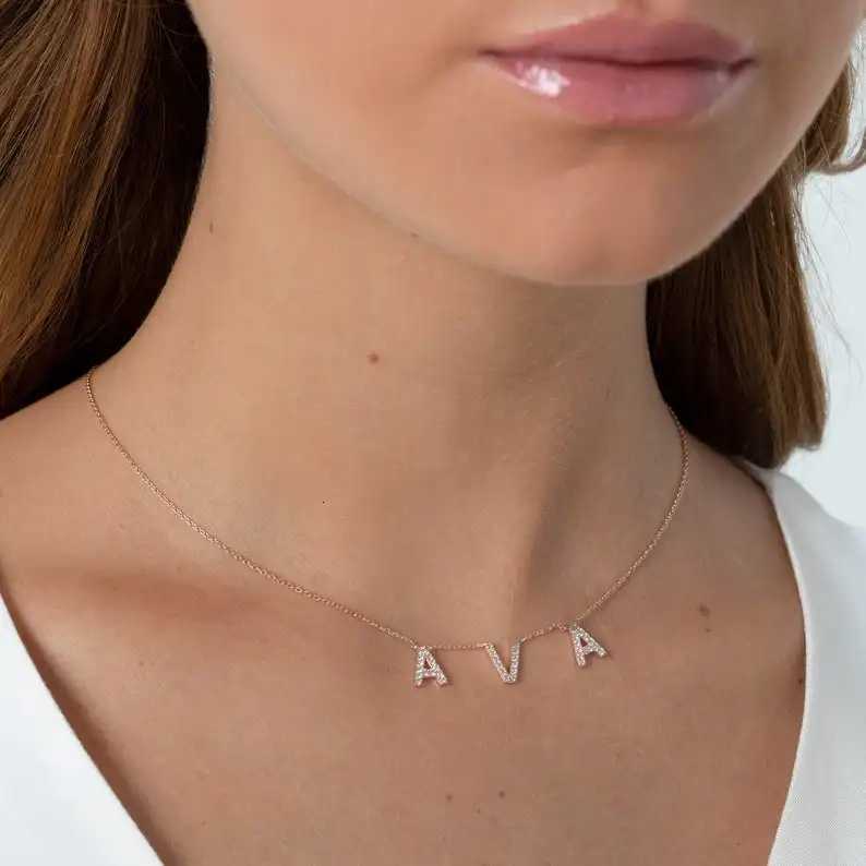 DOREMI 9mm Crystal Pendant Custom Name Pendant Necklace Personalise Zircon Letter Necklace For Women Jewelry Gift DropshippingXJ251104