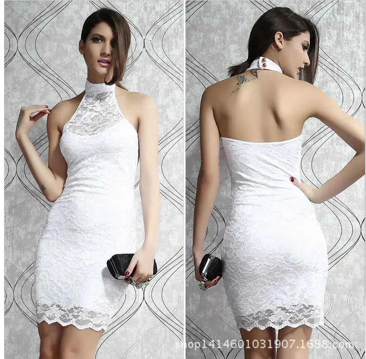 2023 sexy camisole collar lace dress for women sleeveless and backless See Through slim mini fashion party night club Vestidos 250403