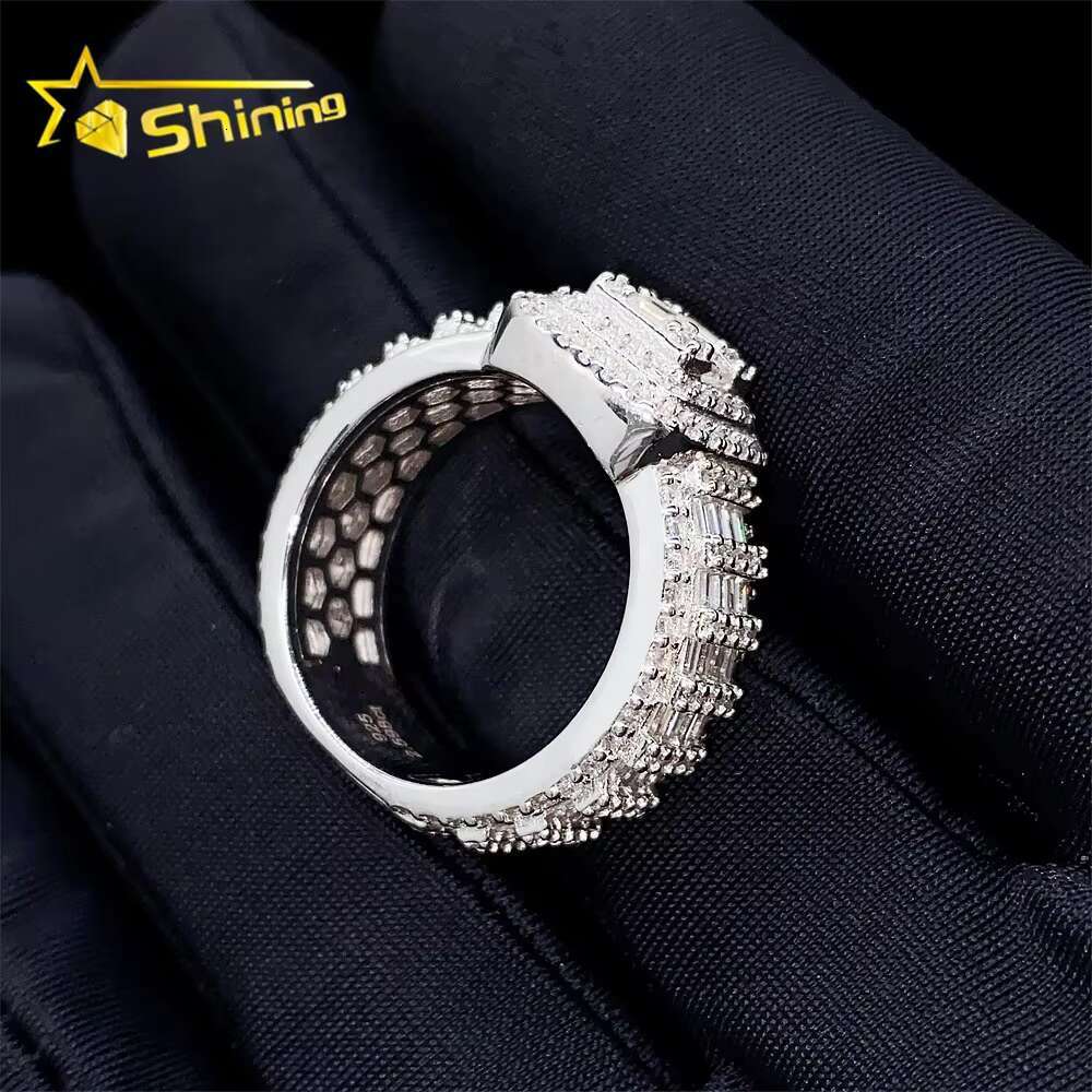 Hip Hop Fashion Ring Silver 925 Vvs Moissanite Iced Out Lab Diamond Jewelry Ring