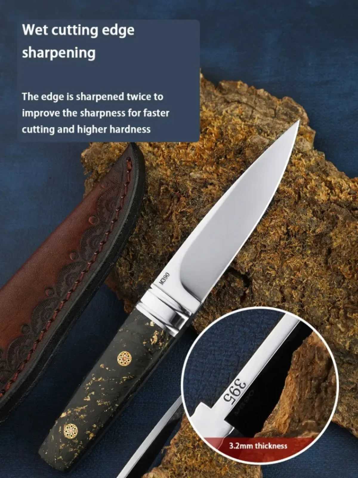 Outdoor Knife M390 High Hardness Nordic Small Straight High Gloss Mirror Harvester Knife Wilderness Survival Knife Fruit KnifeT250402