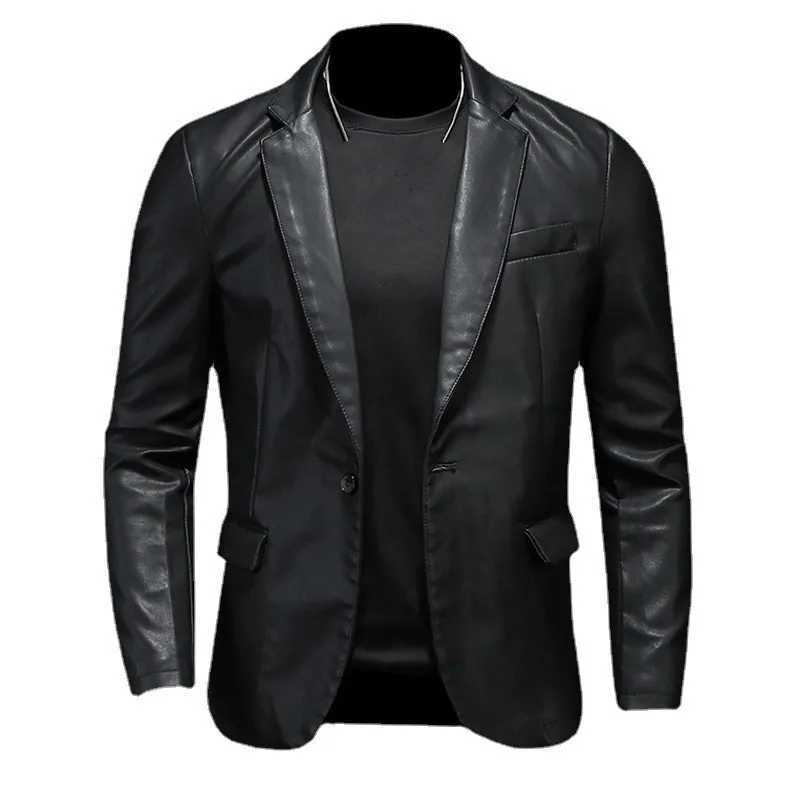 New Mens Slim Fit Leather Jackets PU Casual Motorcycle Coats Turn Down Collar Black Moto Biker Leather Suede Outerwear Men 5XL J251103