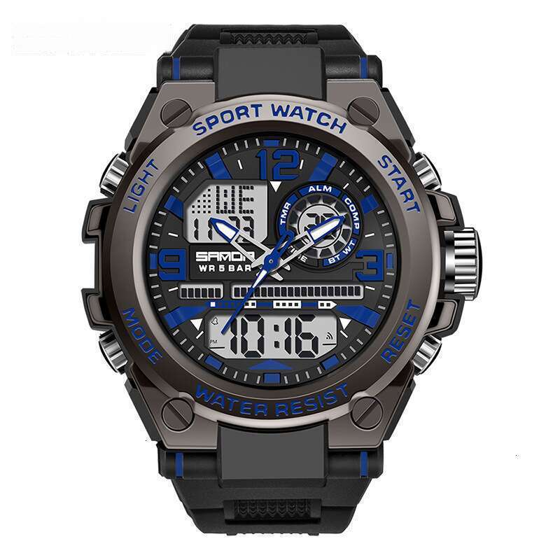 DHwatches Sanda Alarm Clock Fashion Trend Shockproof for Men Multifunctional Waterproof Luminous Electronic Men's Watch