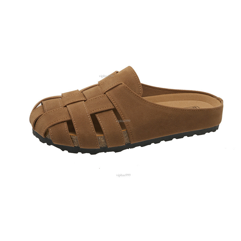 New Designer Sandals With Free Shipping Baotou Half Slippers Women's Summer Outerwear 2025 Knitted Hollow Breathable Comfortable Flat Bottom Lazy