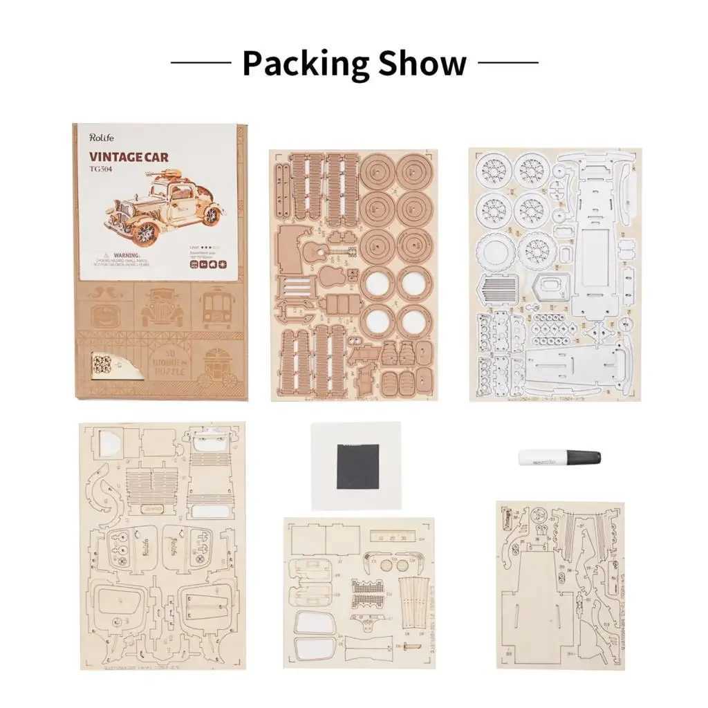 Robotime Rolife Vintage Car Model 3D Wooden Puzzle Toys for Chilidren Kids Adult TG504 C251104