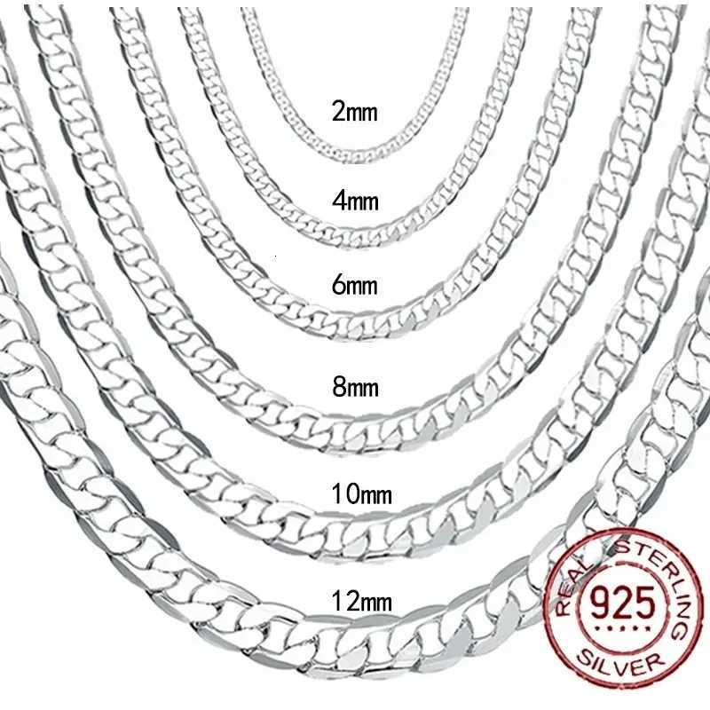 Mens 925 Sterling Silver Necklace 2/4/6/8/10/12MM 40-75cm Face Chain Necklace Lobster Clasp Men And Women Engagement JewelryXJ251104