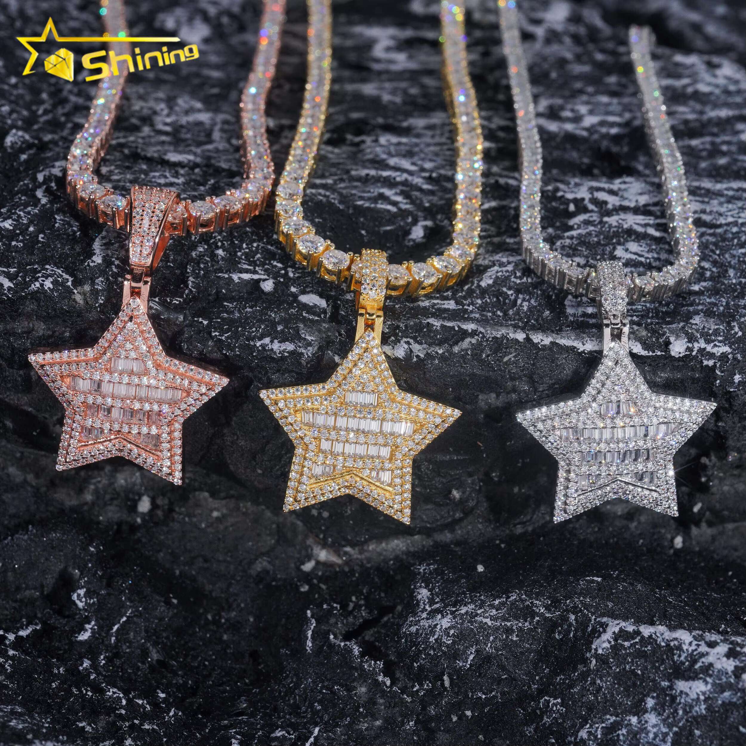 Ready to Ship Star Pendant 925 Sterling Silver VVS Moissanite Pendant Iced Out Diamond Pendant Fine Jewelry