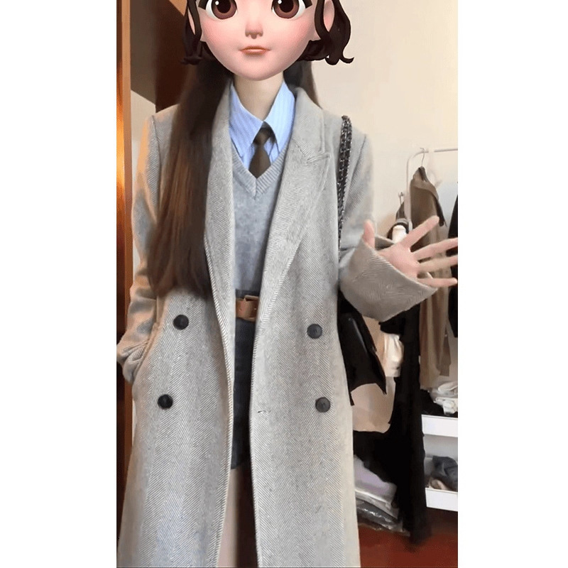Winter Thickened Wool Coat for Women 2025 New Korean Style Petite High-end College Style Shoulder Wool Coat 241129