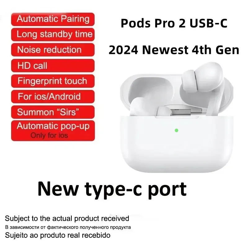 Factory Hot Sale NEW Pods 4th gen Pods Pro 2 With ANC USB C charging TWS Earphones Wireless Headphones Active Noise Cancellation Pods 2nd Bluetooth Earphone Headset
