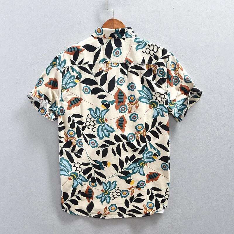 Men Street Fashion Summer Daily Shirt Hawaiian Cartoon Print Casual Shirts Short Sleeve Beach Loose Tops