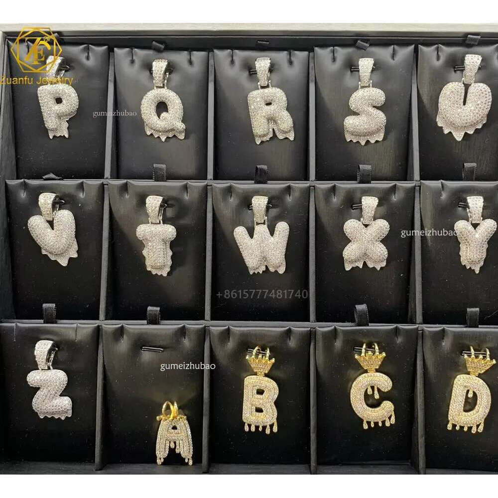 Fashion Fine Jewelry Moissanite Charm Pure Sier Single Initial Name Letter Custom Ice Out Pendant for Gift