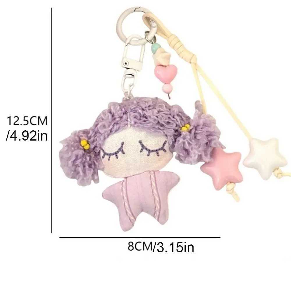 Cute Star Little Girl Keychain Stuffed Doll Bag Charm Hanging Soft Car Key Ring Schoolbag Decorations Hanging Ornaments C251104