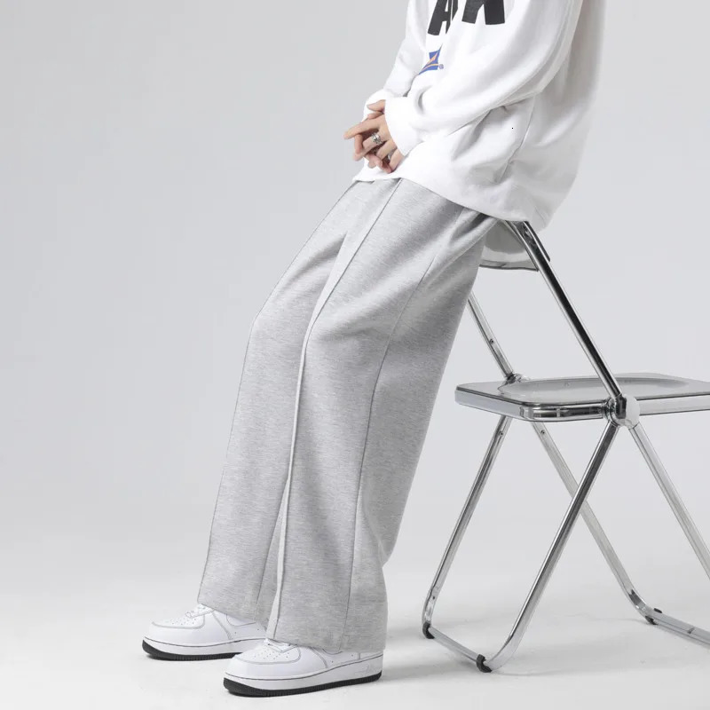 Grey/Black/White Sportswear Mens Fashion Casual Wide Leg Pants Mens Street Loose Straight Pants Mens Jogger Trousers S-3XL 250402