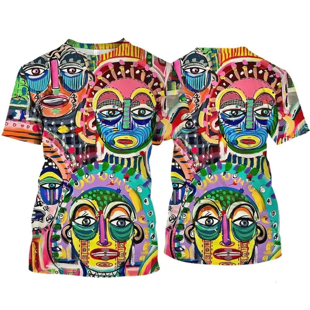 New 3D Graffiti Hip Hop Haruku Ptinted Men T-shirts Summer Fashion Casual Street Style Tee Trend Personality Short Sleeve Tops