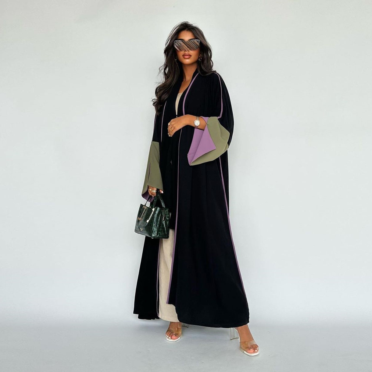 Cardigan Summer Dubai Elegant Long Skirt Fashion Splicing Big Sleeves Abaya Abaya Maxi Dresses Islamic Clothing