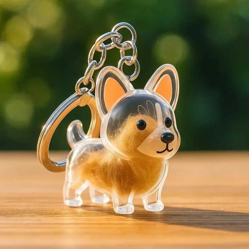 8styles Available Transparent Fur Storage Dog Keychain Adorable 3D Puppy Hair Box Keyring Creative Gift for Friend Bag AccessoryW251103