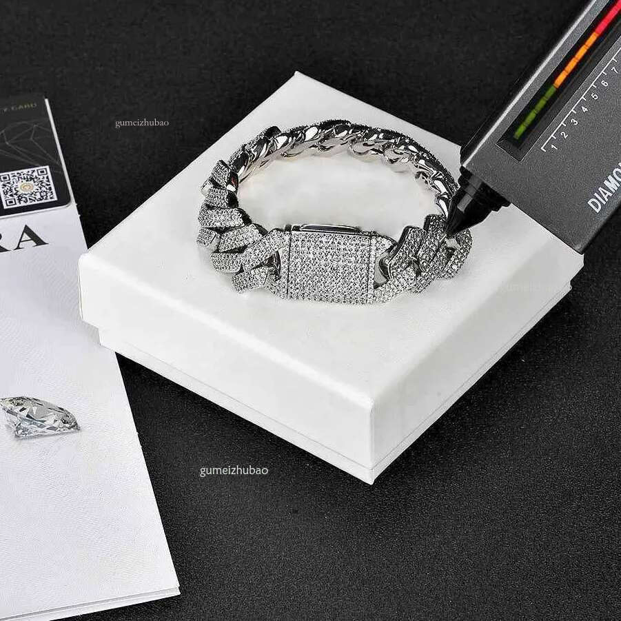 iced out k bracelet for men micro inlaid bg dia 10mm 12mm 14mm width cuban chain bracelets hip hop mens designer jewelry woman Christmas gift