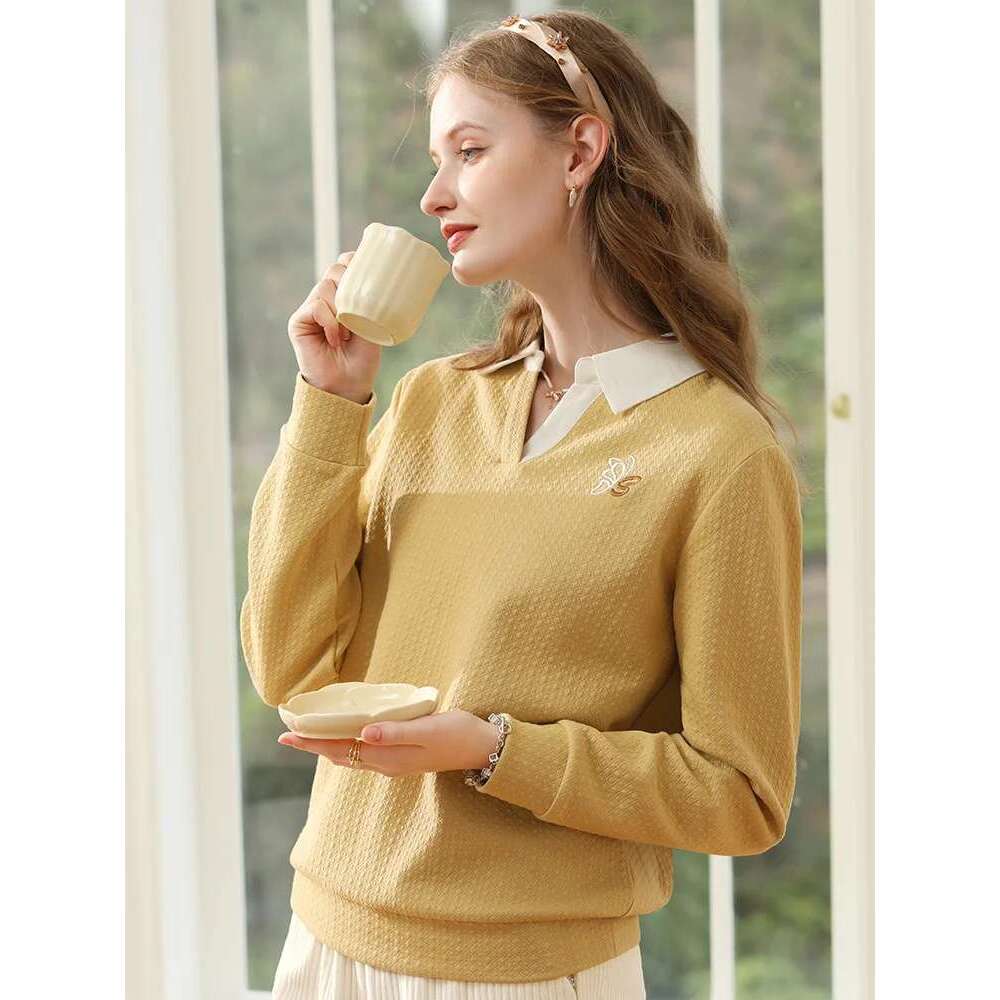 Thicken Hoodies For Women Embroidery Checkered Cotton Lapel Collar Loose Winter New Pullover Tops