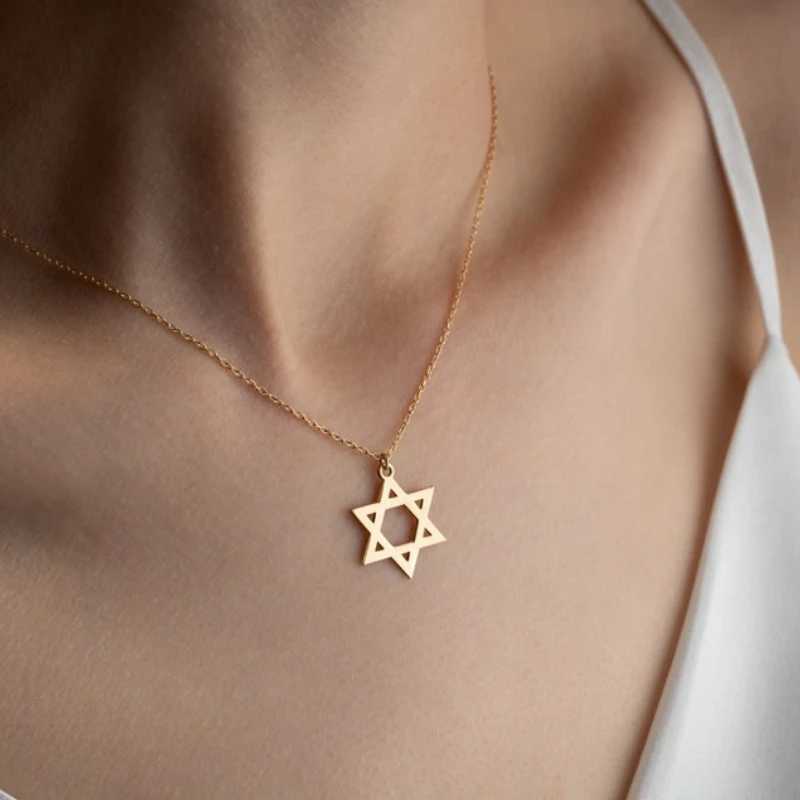 Trendy Star of David Pendant Necklace for Women Stainless Steel Je Symbols Necklace Mens Religious Amulet Jewelry GiftsXJ251104