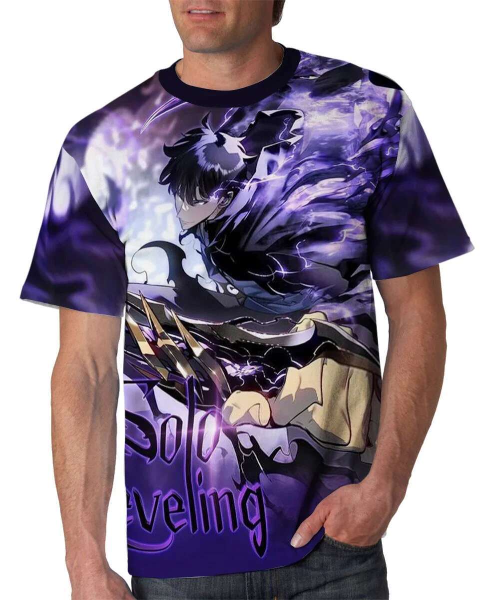 Summer Solo Level anime 3D printed T-shirt street fashion oversized short sleeved casual round neck men's top