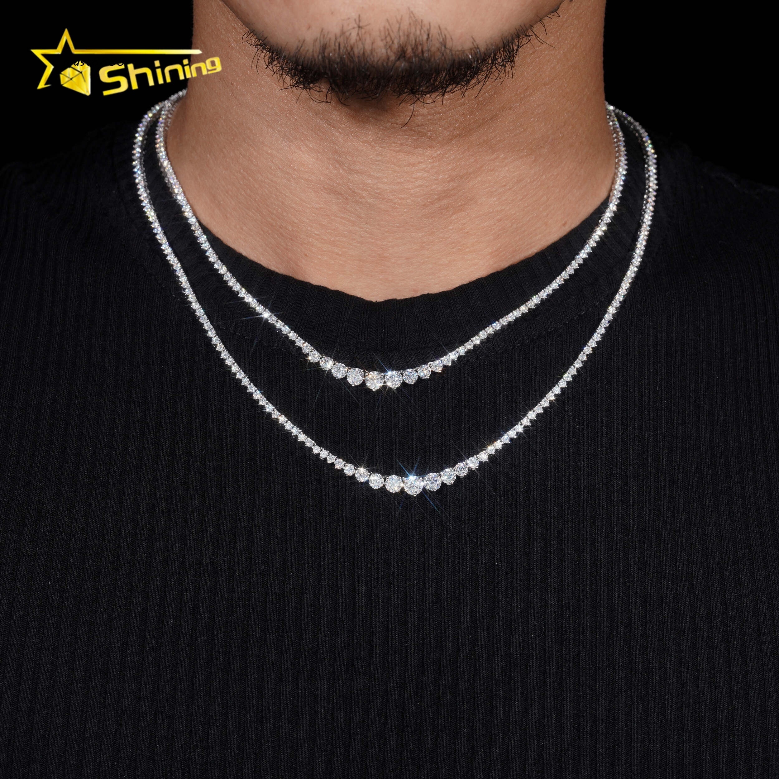 Wholesale Price Necklace Silver 925 Vvs Moissanite Diamond Hip Hop Iced Out Jewelry Lab Diamond Tennis Chain