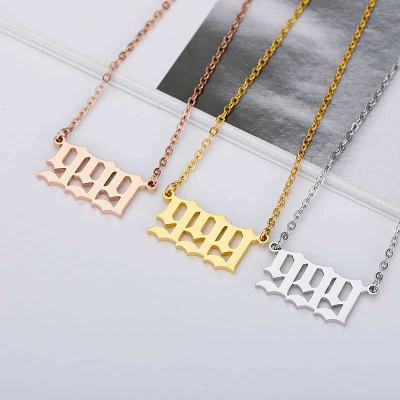 Stainless Steel Angel Number Necklaces For Women Men Gold Color 111 222 333 444 555 666 777 888 999 Necklace Pendant JewelryXJ251104